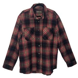 Outdoor‎ Casuals Flannel Button Up Shirt Cotton Blend Red/ Black Plaid Size: XXL